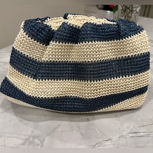 Anthropologie Navy and Cream Clutch